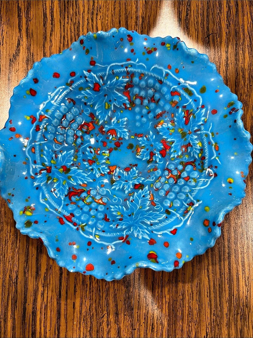 Blue & Multicolor Abstract Ceramic Dish